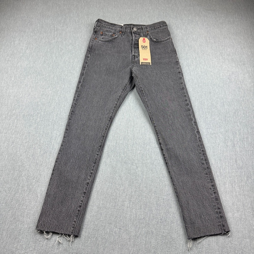 Levis Jeans Women 25X28 501 S Skinny Gray High Rise Button Fly Stretch Raw Pant